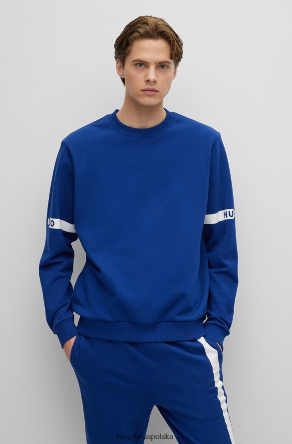 Hugo Boss bawełniana bluza frotte z grafiką logo w kolorze niebieskim hugo niebieski R0X0H62507