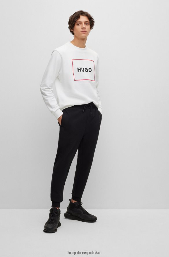 Hugo Boss bawełniana bluza frotte z logo hugo w czerwonej ramce biały R0X0H61453