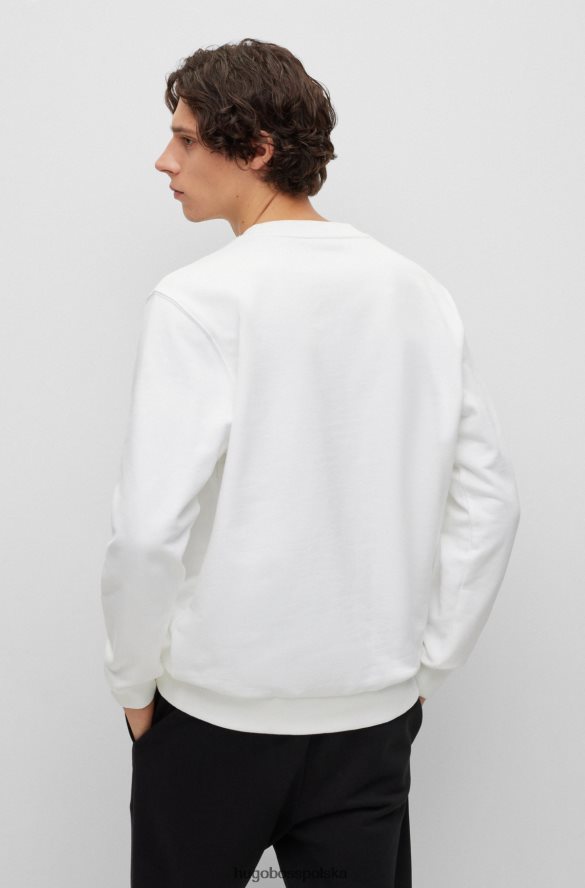 Hugo Boss bawełniana bluza frotte z logo hugo w czerwonej ramce biały R0X0H61453