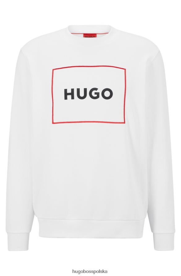 Hugo Boss bawełniana bluza frotte z logo hugo w czerwonej ramce biały R0X0H61453