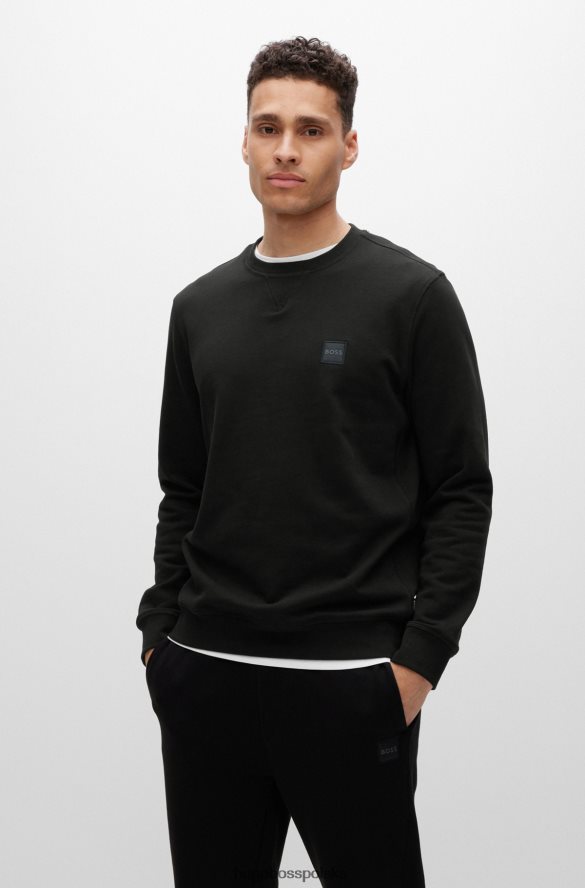 Hugo Boss bawełniana bluza o swobodnym kroju z naszywką z logo, czarna hugo czarny R0X0H6927