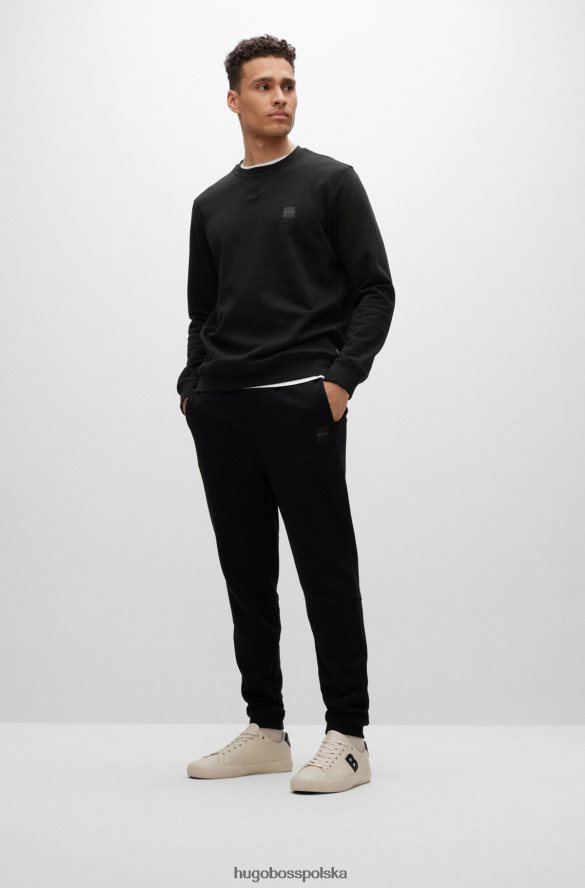 Hugo Boss bawełniana bluza o swobodnym kroju z naszywką z logo, czarna hugo czarny R0X0H6927