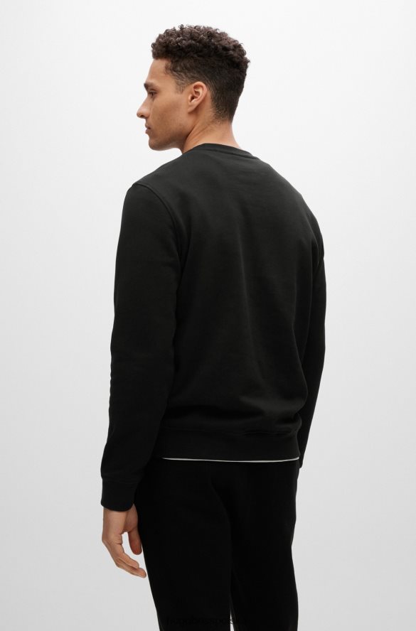 Hugo Boss bawełniana bluza o swobodnym kroju z naszywką z logo, czarna hugo czarny R0X0H6927