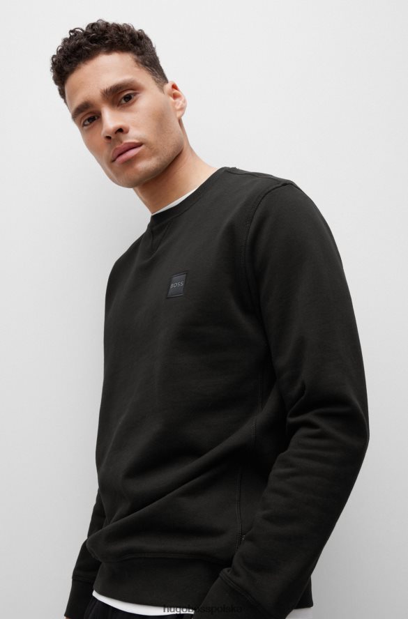Hugo Boss bawełniana bluza o swobodnym kroju z naszywką z logo, czarna hugo czarny R0X0H6927