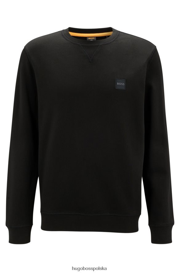 Hugo Boss bawełniana bluza o swobodnym kroju z naszywką z logo, czarna hugo czarny R0X0H6927