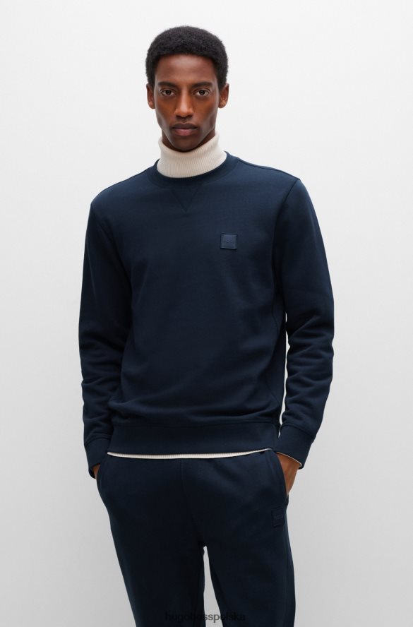 Hugo Boss bawełniana bluza o swobodnym kroju z naszywką z logo hugo w kolorze ciemnoniebieskim ciemny niebieski R0X0H6923
