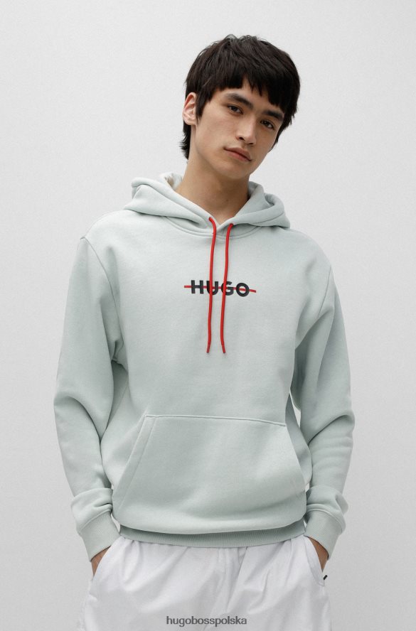 Hugo Boss bawełniana bluza z kapturem i logo hugo w paski w kolorze jasnozielonym jasnozielony R0X0H62739
