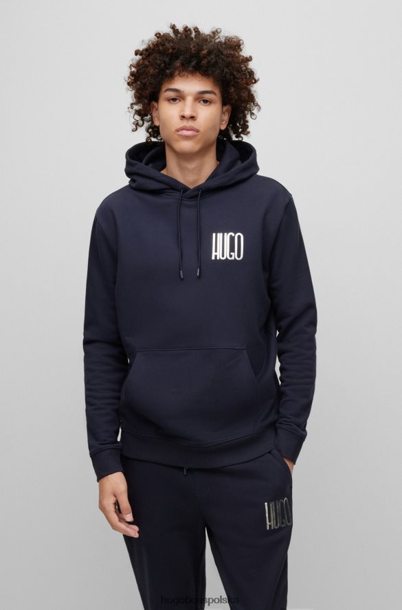 Hugo Boss bawełniana bluza z kapturem z logo w kolorze ciemnoniebieskim hugo ciemny niebieski R0X0H63399