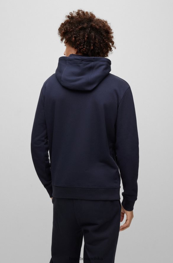 Hugo Boss bawełniana bluza z kapturem z logo w kolorze ciemnoniebieskim hugo ciemny niebieski R0X0H63399