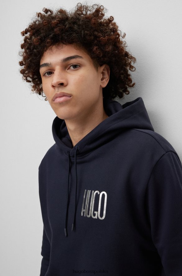 Hugo Boss bawełniana bluza z kapturem z logo w kolorze ciemnoniebieskim hugo ciemny niebieski R0X0H63399
