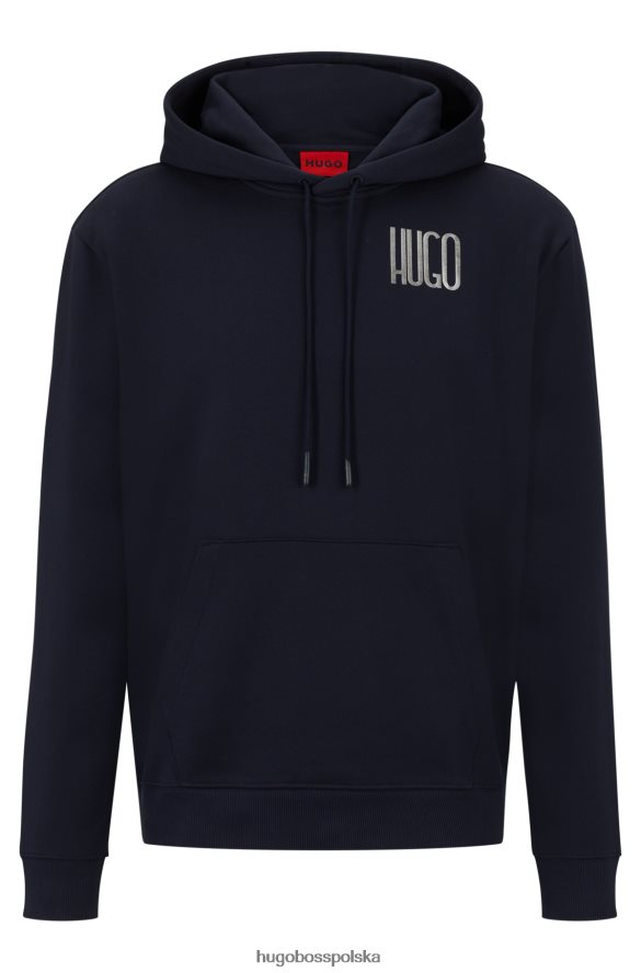 Hugo Boss bawełniana bluza z kapturem z logo w kolorze ciemnoniebieskim hugo ciemny niebieski R0X0H63399