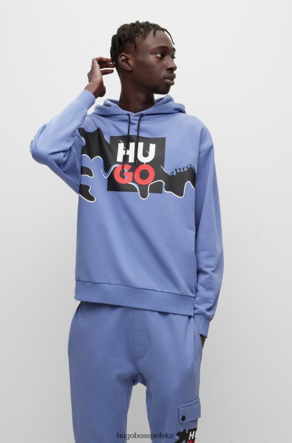 Hugo Boss bawełniana bluza z kapturem z sezonowym nadrukiem i logo w kolorze fioletowym hugo fioletowy R0X0H64395