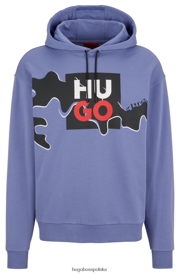 Hugo Boss bawełniana bluza z kapturem z sezonowym nadrukiem i logo w kolorze fioletowym hugo fioletowy R0X0H64395