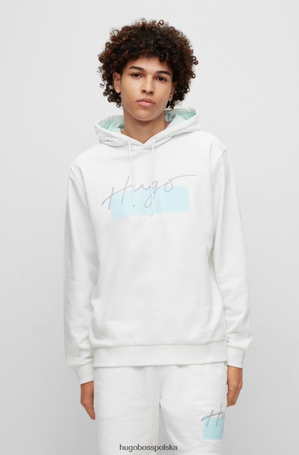 Hugo Boss biała bluza frotte z odręcznym logo hugo biały R0X0H62995