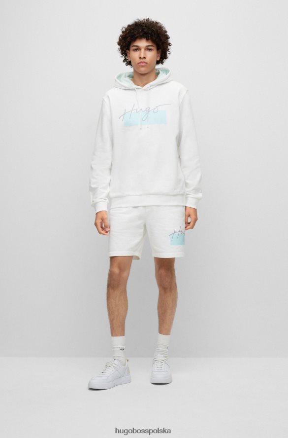 Hugo Boss biała bluza frotte z odręcznym logo hugo biały R0X0H62995