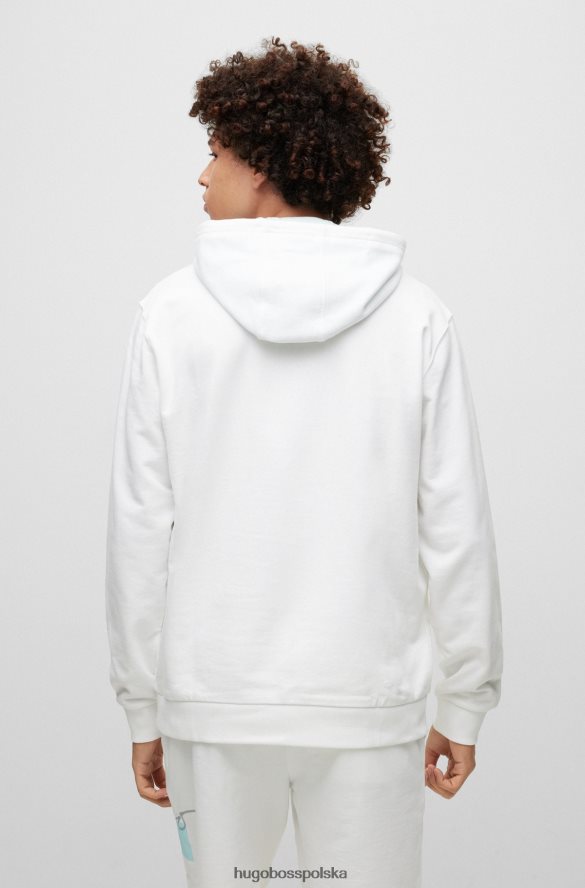 Hugo Boss biała bluza frotte z odręcznym logo hugo biały R0X0H62995