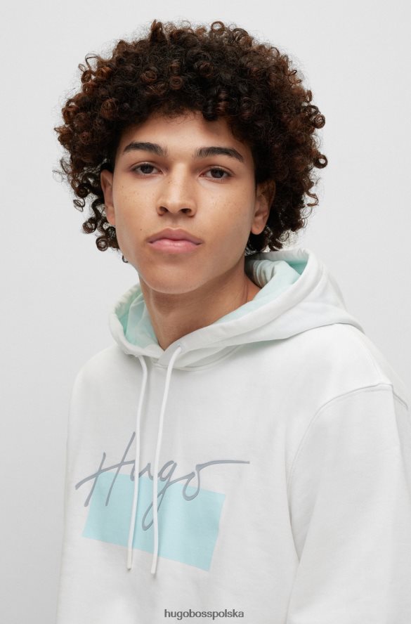 Hugo Boss biała bluza frotte z odręcznym logo hugo biały R0X0H62995