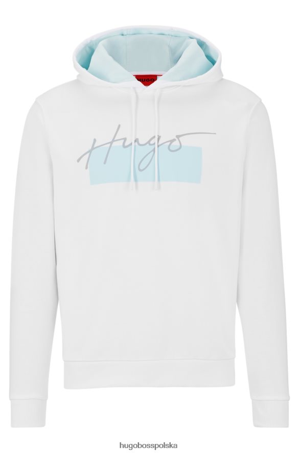 Hugo Boss biała bluza frotte z odręcznym logo hugo biały R0X0H62995
