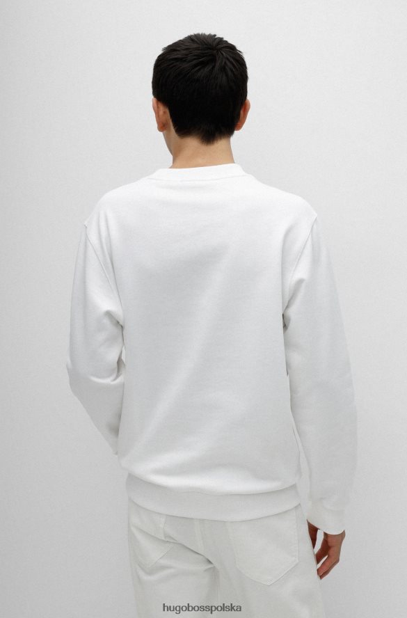 Hugo Boss biała bluza hugo o luźnym kroju, z bawełny frotte, z nadrukiem logo biały R0X0H63972