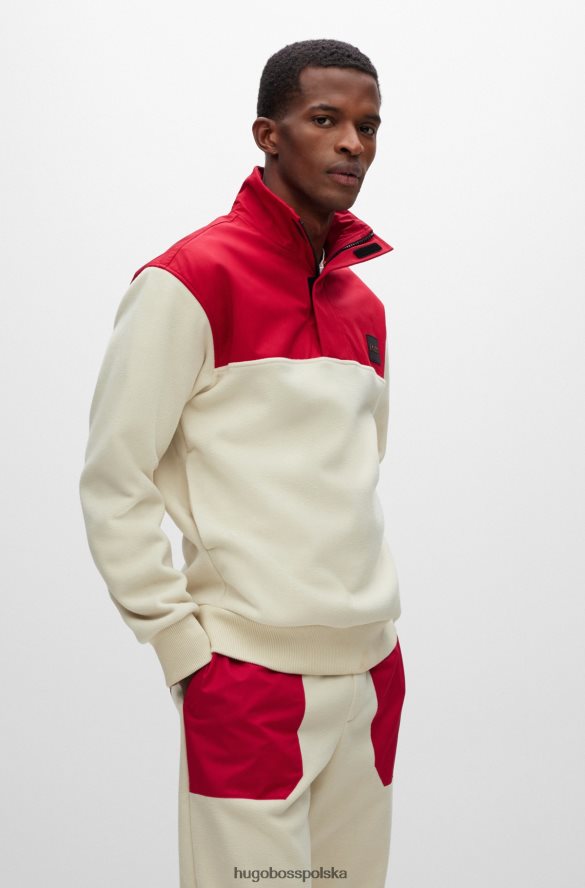 Hugo Boss biała bluza o swobodnym kroju z polaru z naszywką z logo hugo biały R0X0H63047