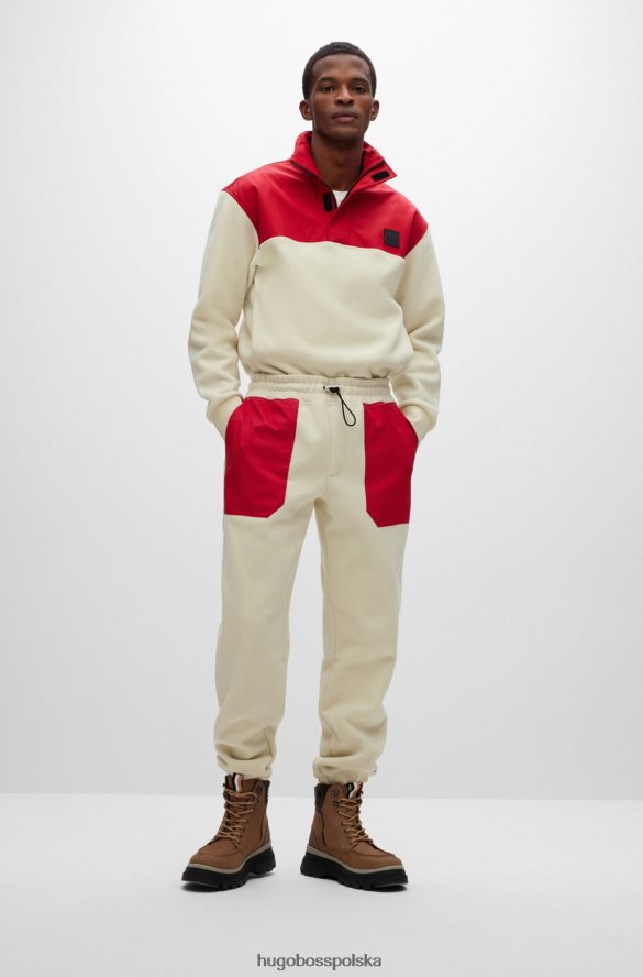 Hugo Boss biała bluza o swobodnym kroju z polaru z naszywką z logo hugo biały R0X0H63047