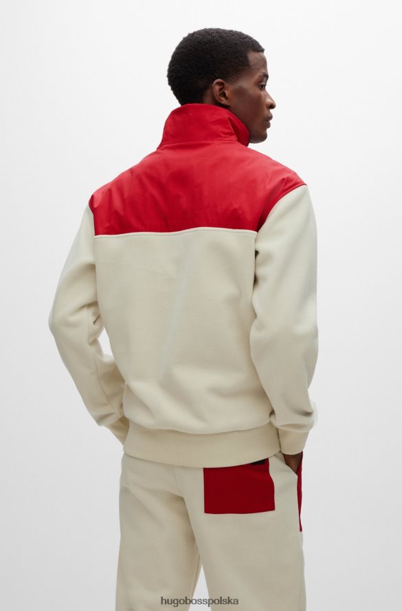 Hugo Boss biała bluza o swobodnym kroju z polaru z naszywką z logo hugo biały R0X0H63047