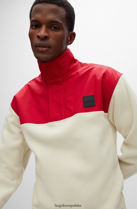 Hugo Boss biała bluza o swobodnym kroju z polaru z naszywką z logo hugo biały R0X0H63047