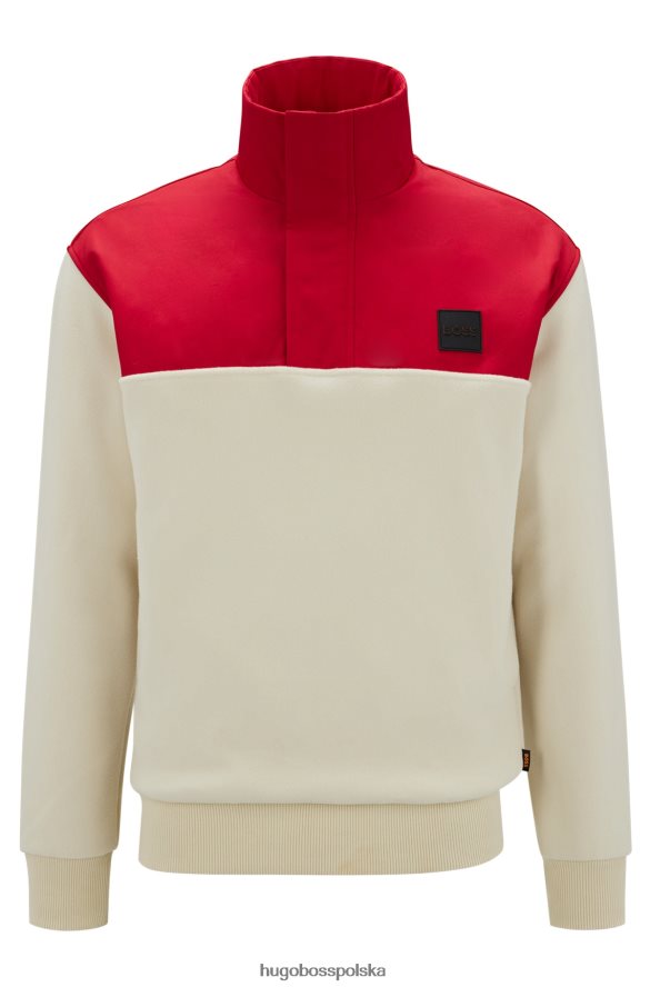 Hugo Boss biała bluza o swobodnym kroju z polaru z naszywką z logo hugo biały R0X0H63047