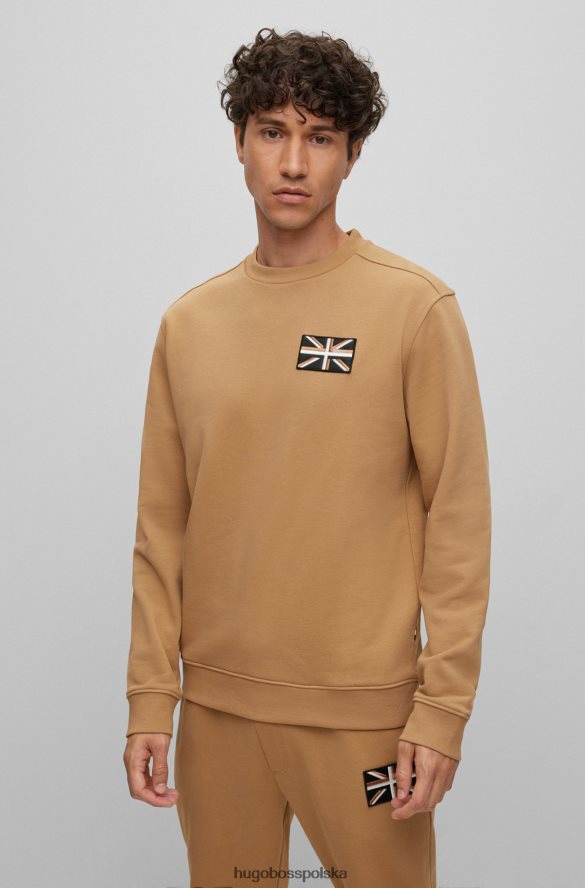 Hugo Boss bluza hugo z bawełny organicznej z naszywką Union Jack w kolorze beżowym beżowy R0X0H63272