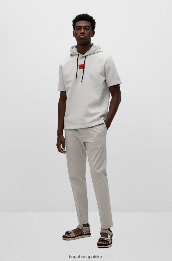 Hugo Boss bluza hugo z krótkim rękawem, bawełniana frotte i czerwoną metką z logo w kolorze jasnobeżowym jasny beż R0X0H63360