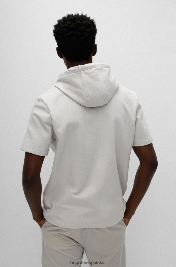 Hugo Boss bluza hugo z krótkim rękawem, bawełniana frotte i czerwoną metką z logo w kolorze jasnobeżowym jasny beż R0X0H63360
