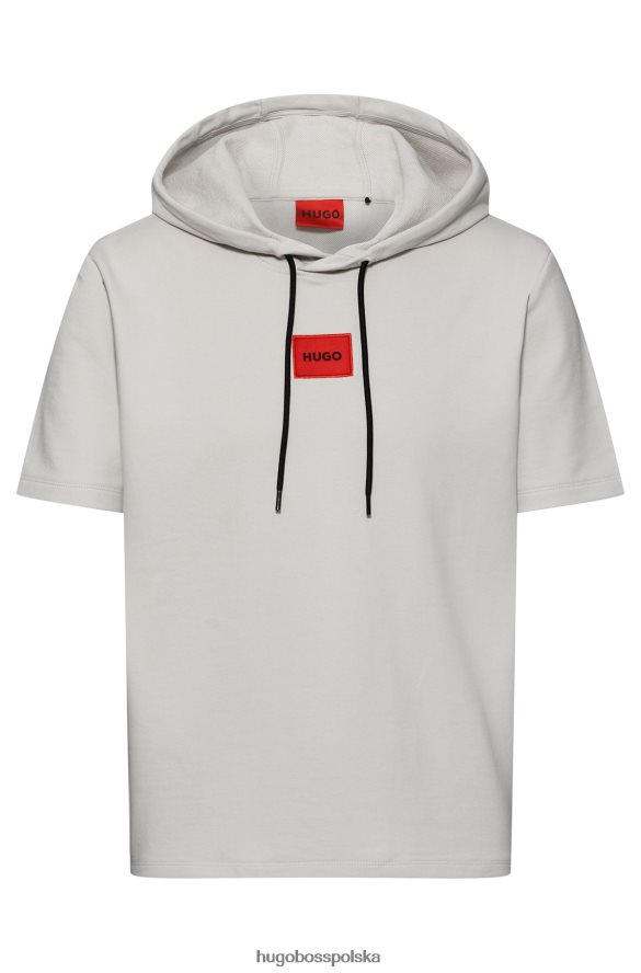Hugo Boss bluza hugo z krótkim rękawem, bawełniana frotte i czerwoną metką z logo w kolorze jasnobeżowym jasny beż R0X0H63360