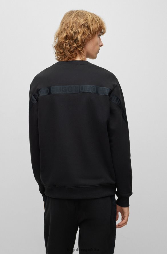 Hugo Boss bluza z bawełny organicznej z lamówką z logo hugo czarna czarny R0X0H61760