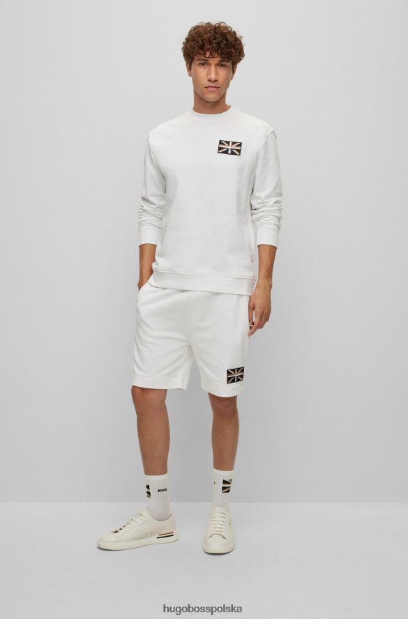 Hugo Boss bluza z bawełny organicznej z naszywką Union Jack w kolorze białym hugo biały R0X0H63273