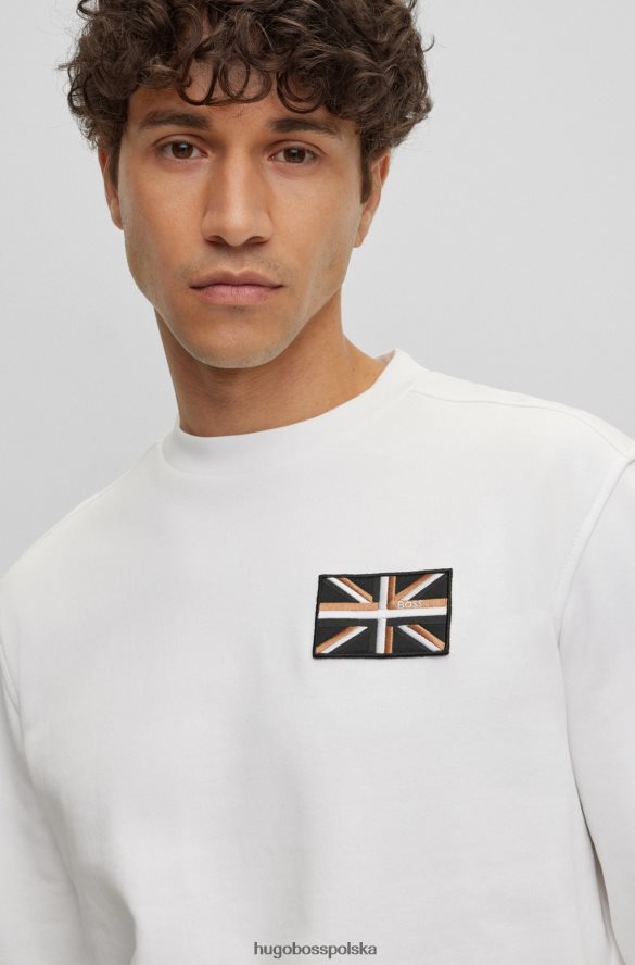 Hugo Boss bluza z bawełny organicznej z naszywką Union Jack w kolorze białym hugo biały R0X0H63273