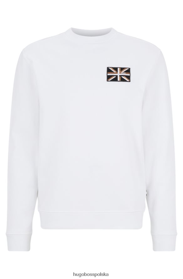 Hugo Boss bluza z bawełny organicznej z naszywką Union Jack w kolorze białym hugo biały R0X0H63273