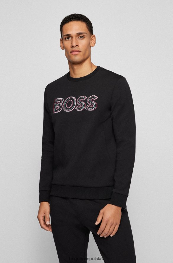 Hugo Boss bluza z mieszanki bawełny z warstwowym haftem z logo hugo w kolorze czarnym czarny R0X0H63731