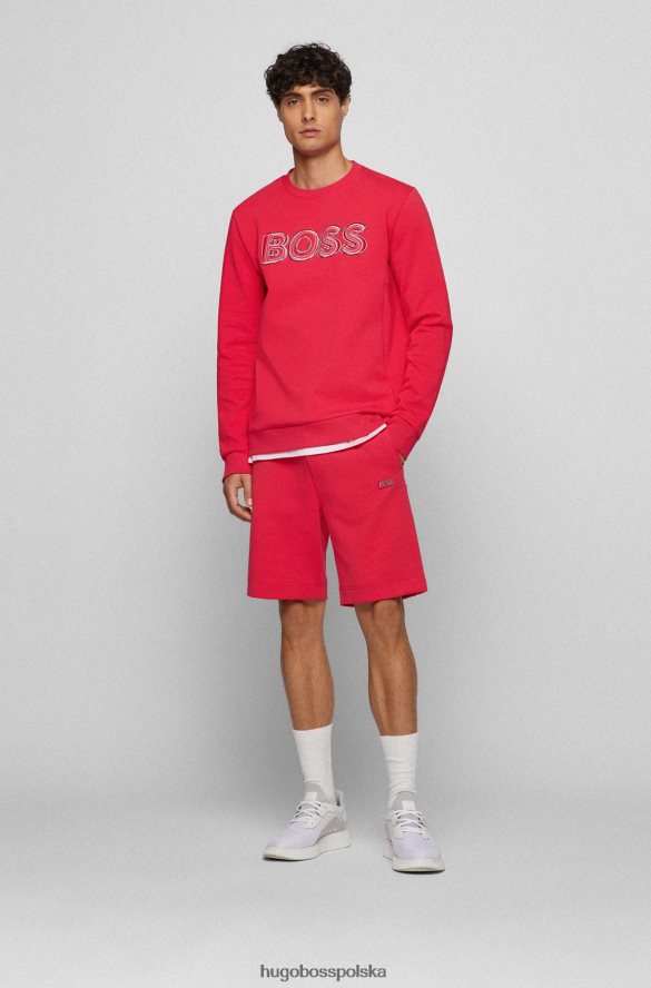 Hugo Boss bluza z mieszanki bawełny z warstwowym haftowanym logo w kolorze różowym hugo różowy R0X0H63729