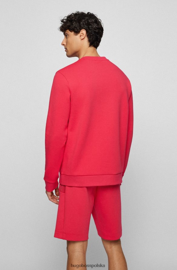 Hugo Boss bluza z mieszanki bawełny z warstwowym haftowanym logo w kolorze różowym hugo różowy R0X0H63729