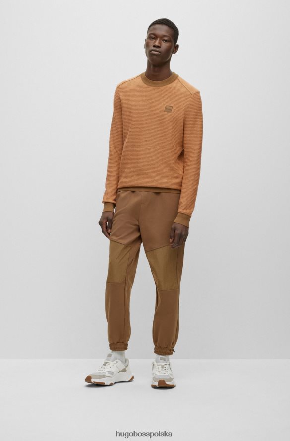 Hugo Boss brązowe spodnie dresowe z mankietami i tonalnymi wstawkami hugo brązowy R0X0H63828