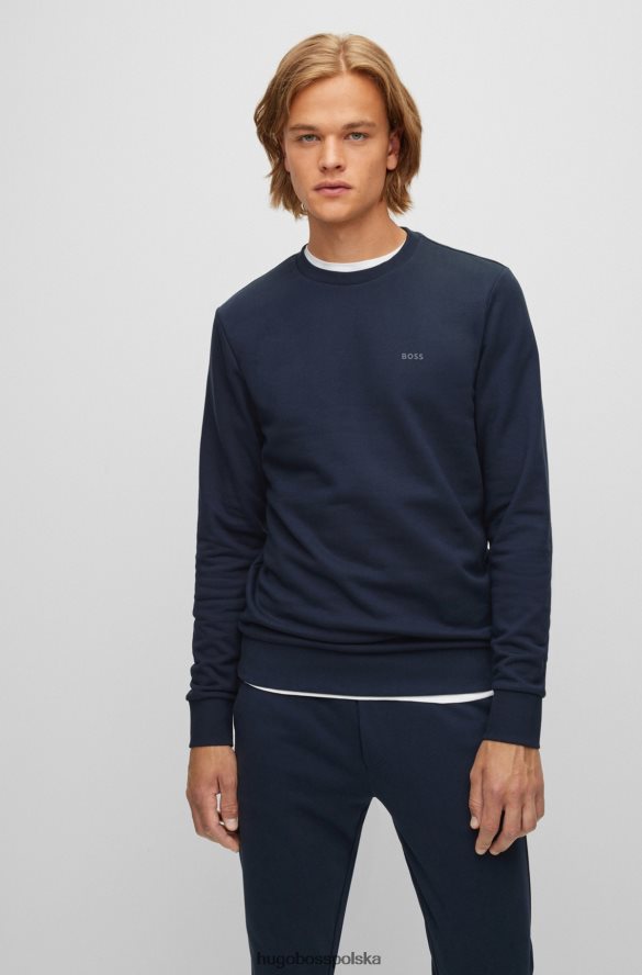 Hugo Boss ciemnoniebieska bluza hugo z bawełny organicznej z gumowanym nadrukiem ciemny niebieski R0X0H62256