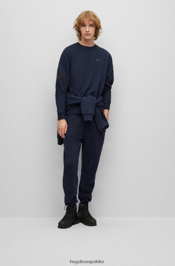 Hugo Boss ciemnoniebieska bluza hugo z bawełny organicznej z taśmą z logo ciemny niebieski R0X0H61762