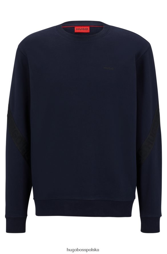Hugo Boss ciemnoniebieska bluza hugo z bawełny organicznej z taśmą z logo ciemny niebieski R0X0H61762