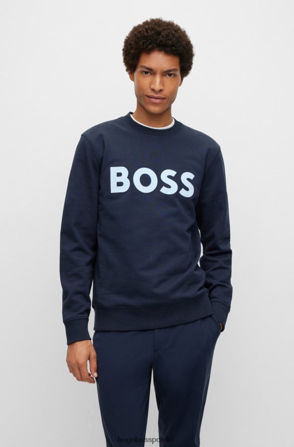 Hugo Boss ciemnoniebieska bluza z bawełny organicznej z flokowanym logo hugo ciemny niebieski R0X0H63193