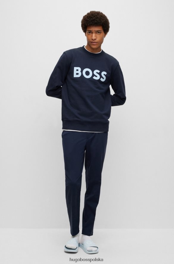 Hugo Boss ciemnoniebieska bluza z bawełny organicznej z flokowanym logo hugo ciemny niebieski R0X0H63193