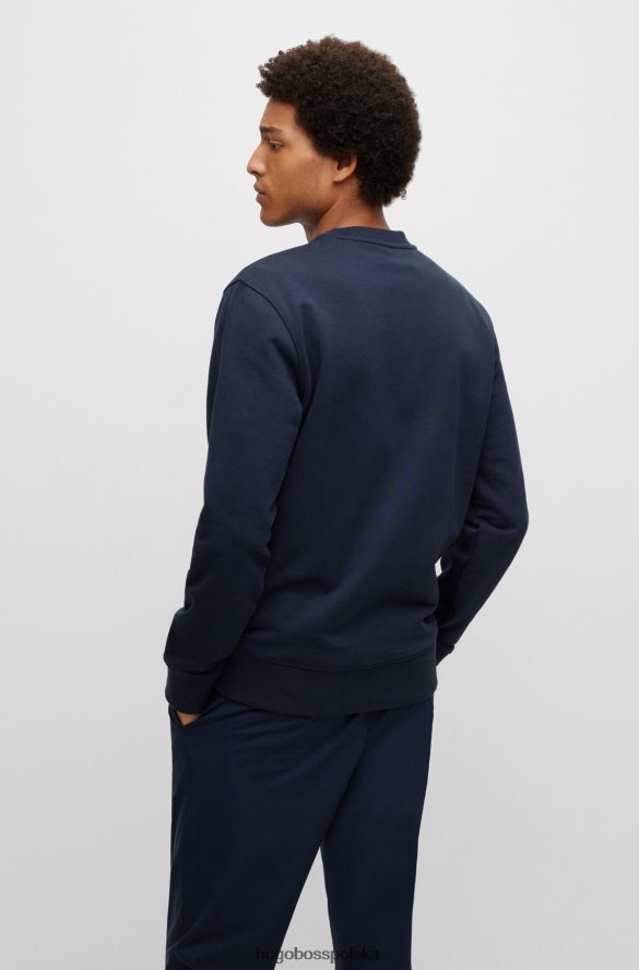 Hugo Boss ciemnoniebieska bluza z bawełny organicznej z flokowanym logo hugo ciemny niebieski R0X0H63193