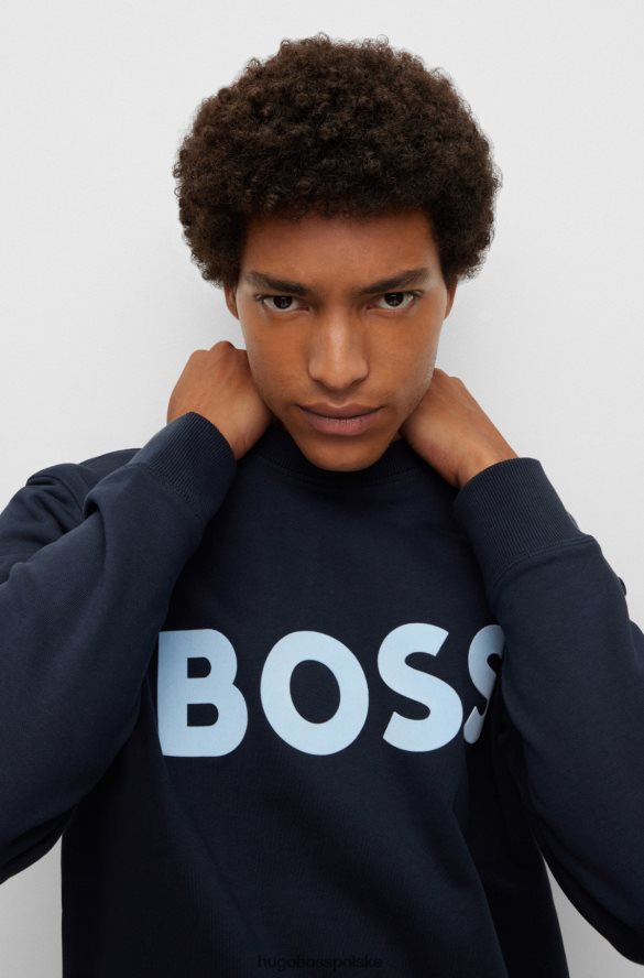 Hugo Boss ciemnoniebieska bluza z bawełny organicznej z flokowanym logo hugo ciemny niebieski R0X0H63193