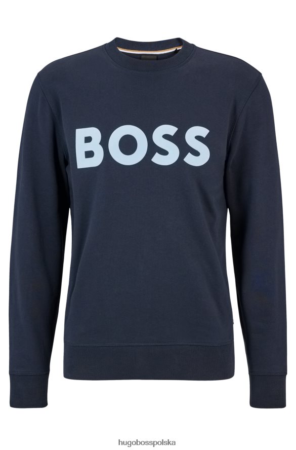 Hugo Boss ciemnoniebieska bluza z bawełny organicznej z flokowanym logo hugo ciemny niebieski R0X0H63193