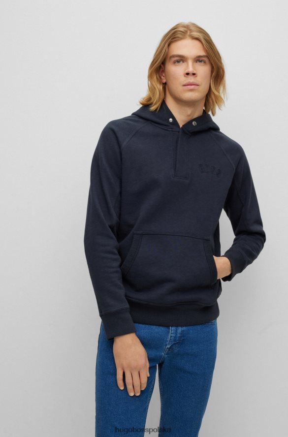 Hugo Boss ciemnoniebieska bluza z kapturem Hugo z mieszanki bawełny i haftowanymi logo ciemny niebieski R0X0H63566