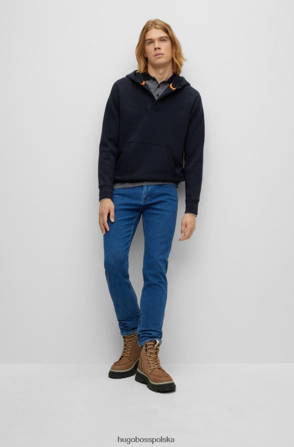 Hugo Boss ciemnoniebieska bluza z kapturem Hugo z mieszanki bawełny i haftowanymi logo ciemny niebieski R0X0H63566